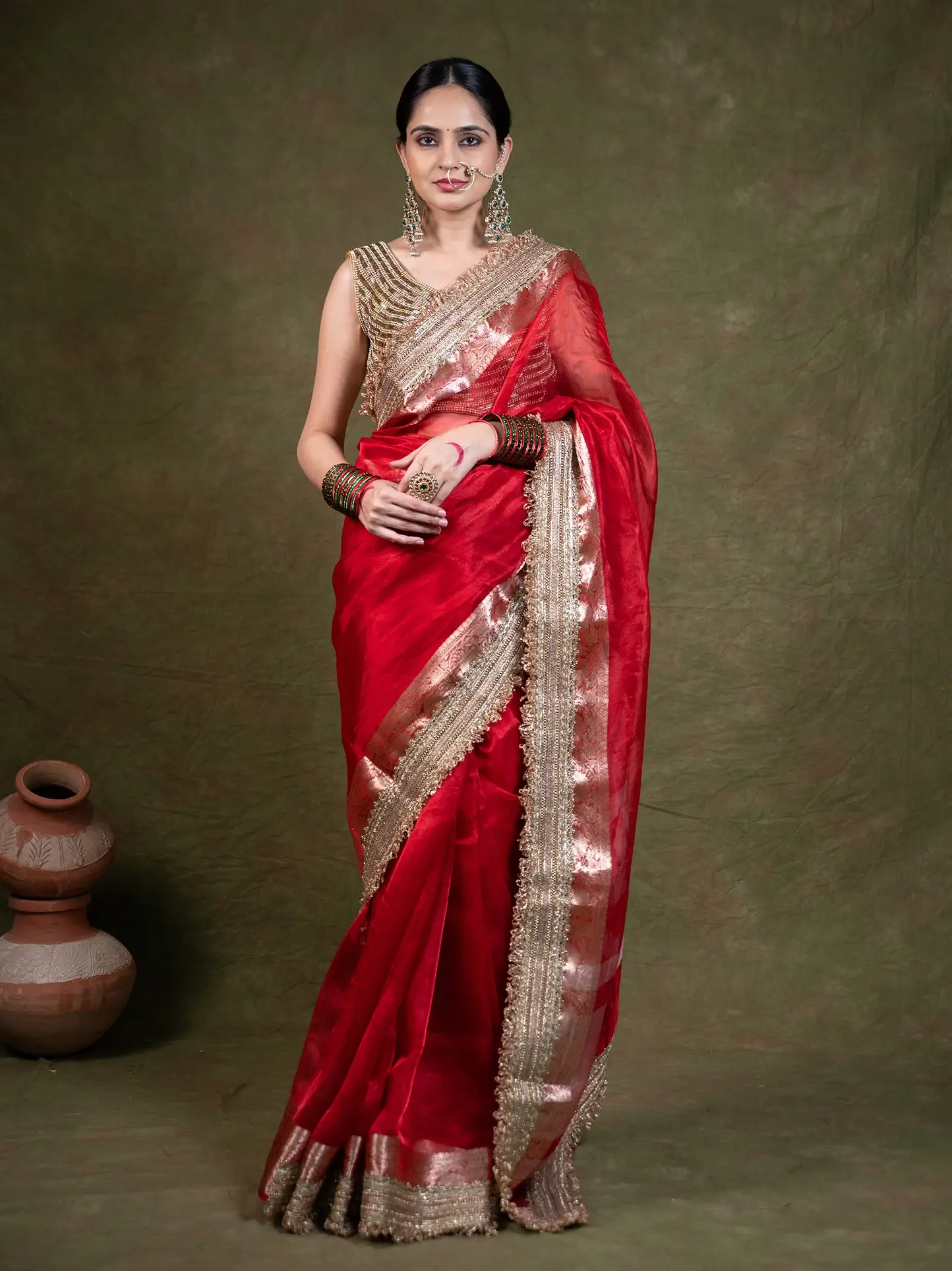 Sindoori Tissue Silk Saree