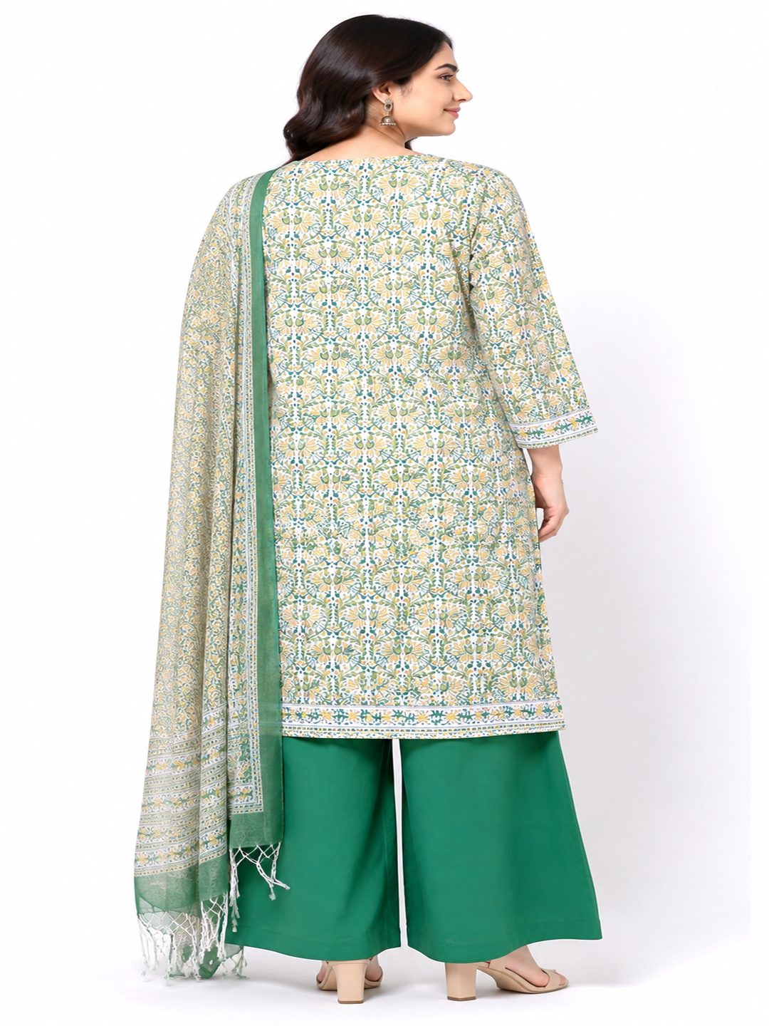 Yellow Green Morpankhi Kurta Set
