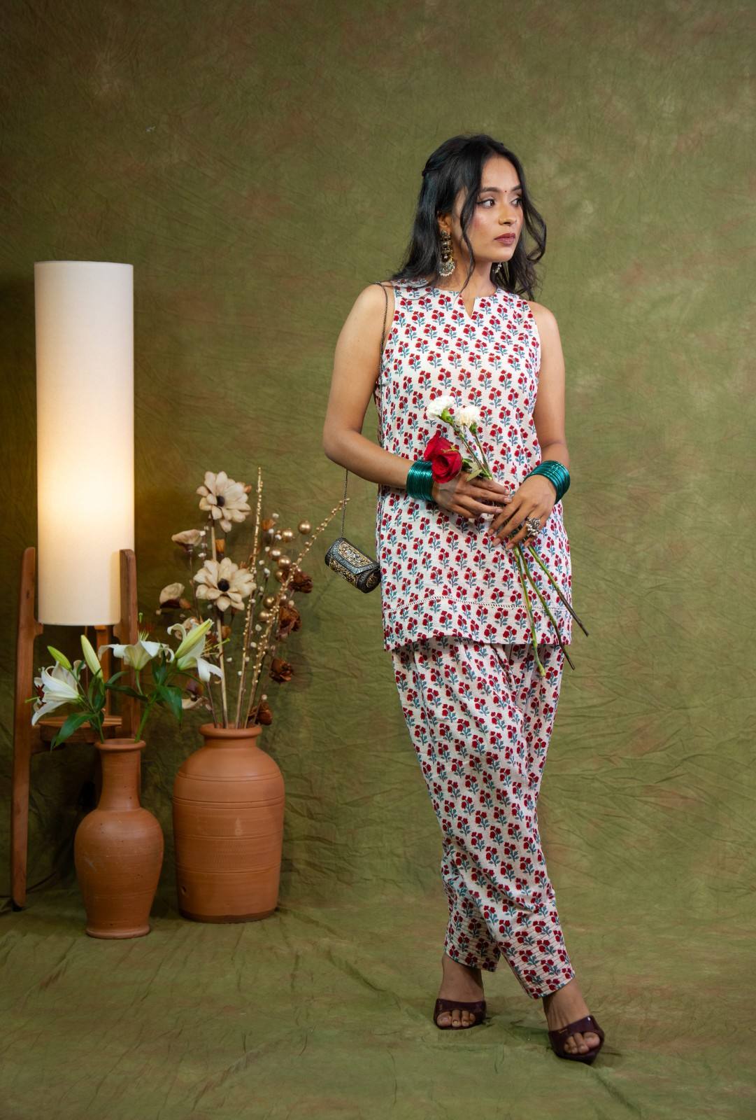 Red Booti sleeveless cord set