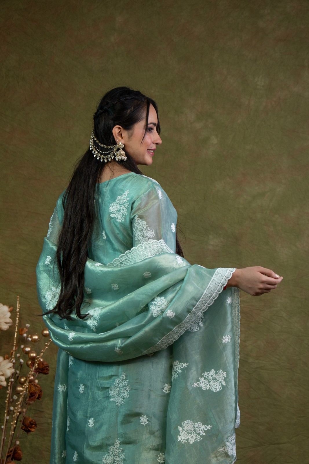 Afsana Green Tissue Kurta Set