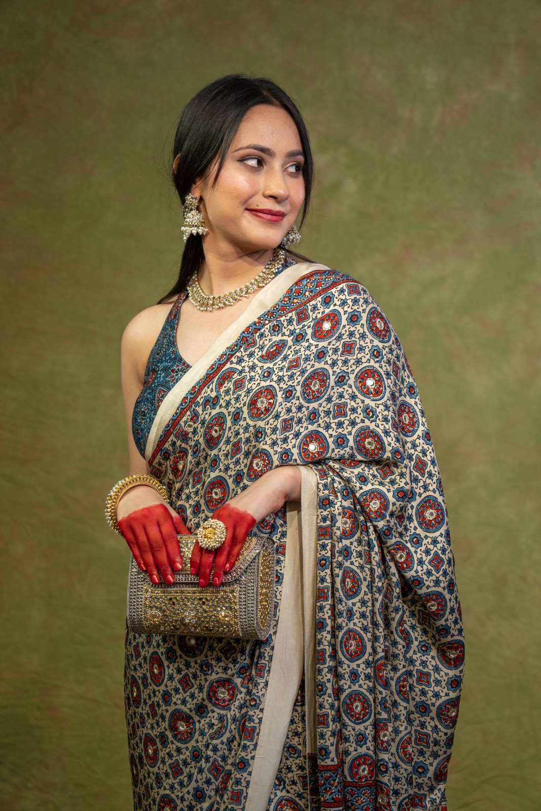 Amisha Modal Ajrakh Saree