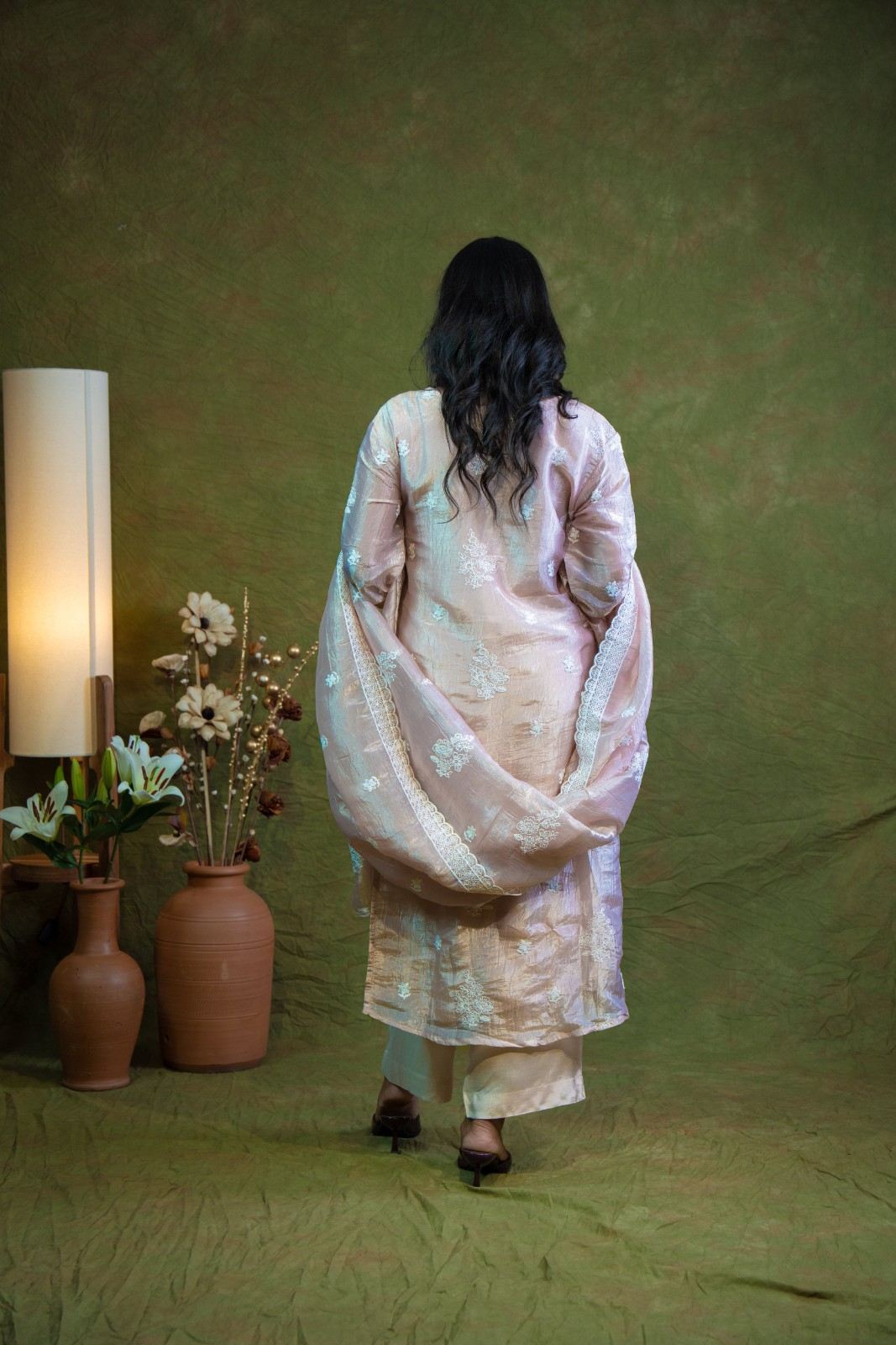 Afsana Champaigne Tissue Kurta Set