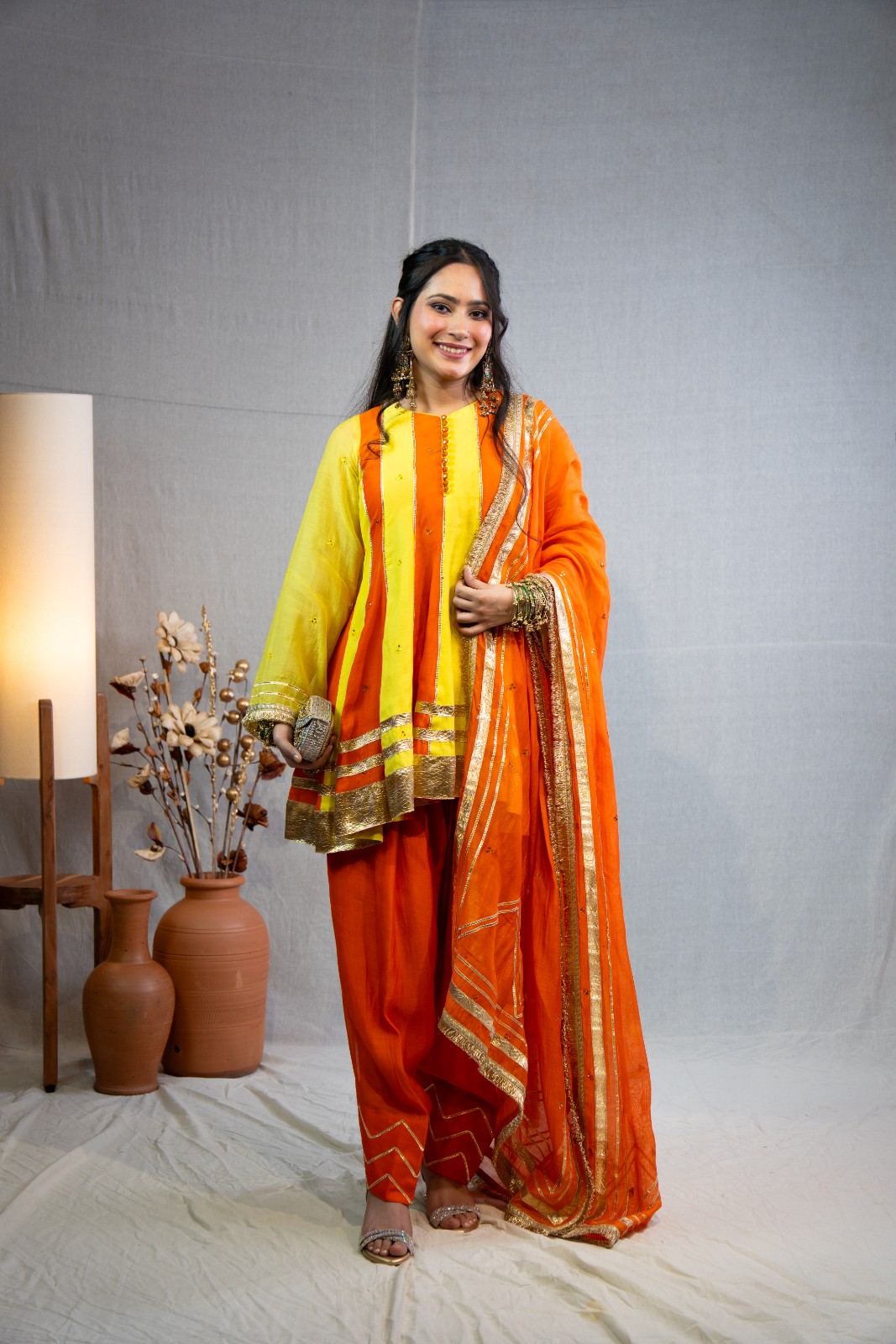 Basanti Farshi Salwar Peplum Set