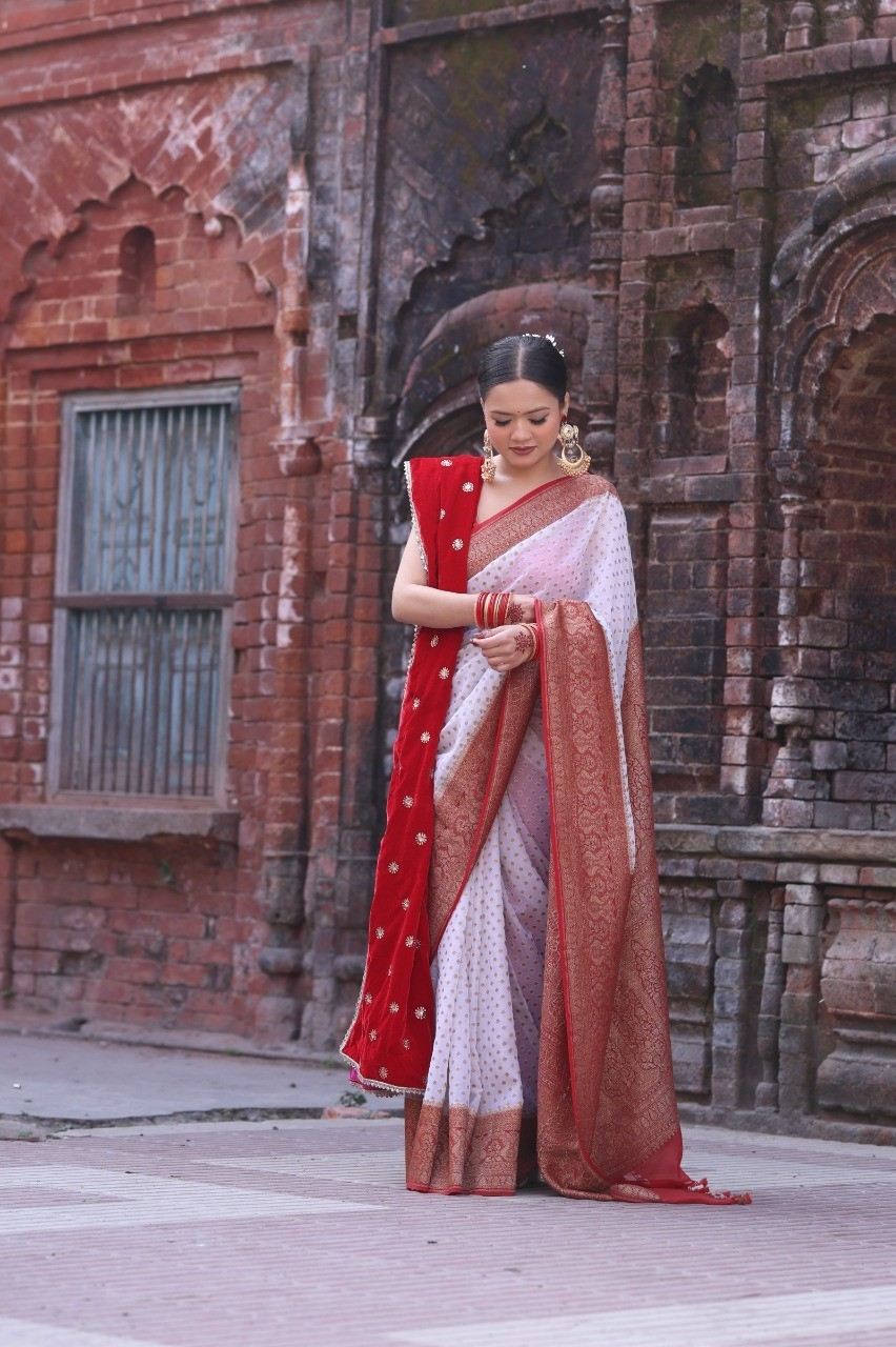 Chandika Red Khaddi Georgette Saree