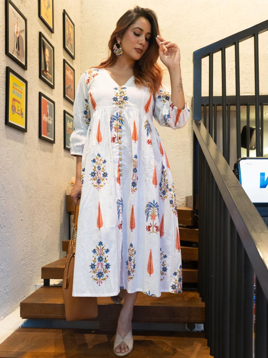 Paan Mughal Hand Block Printed Dress