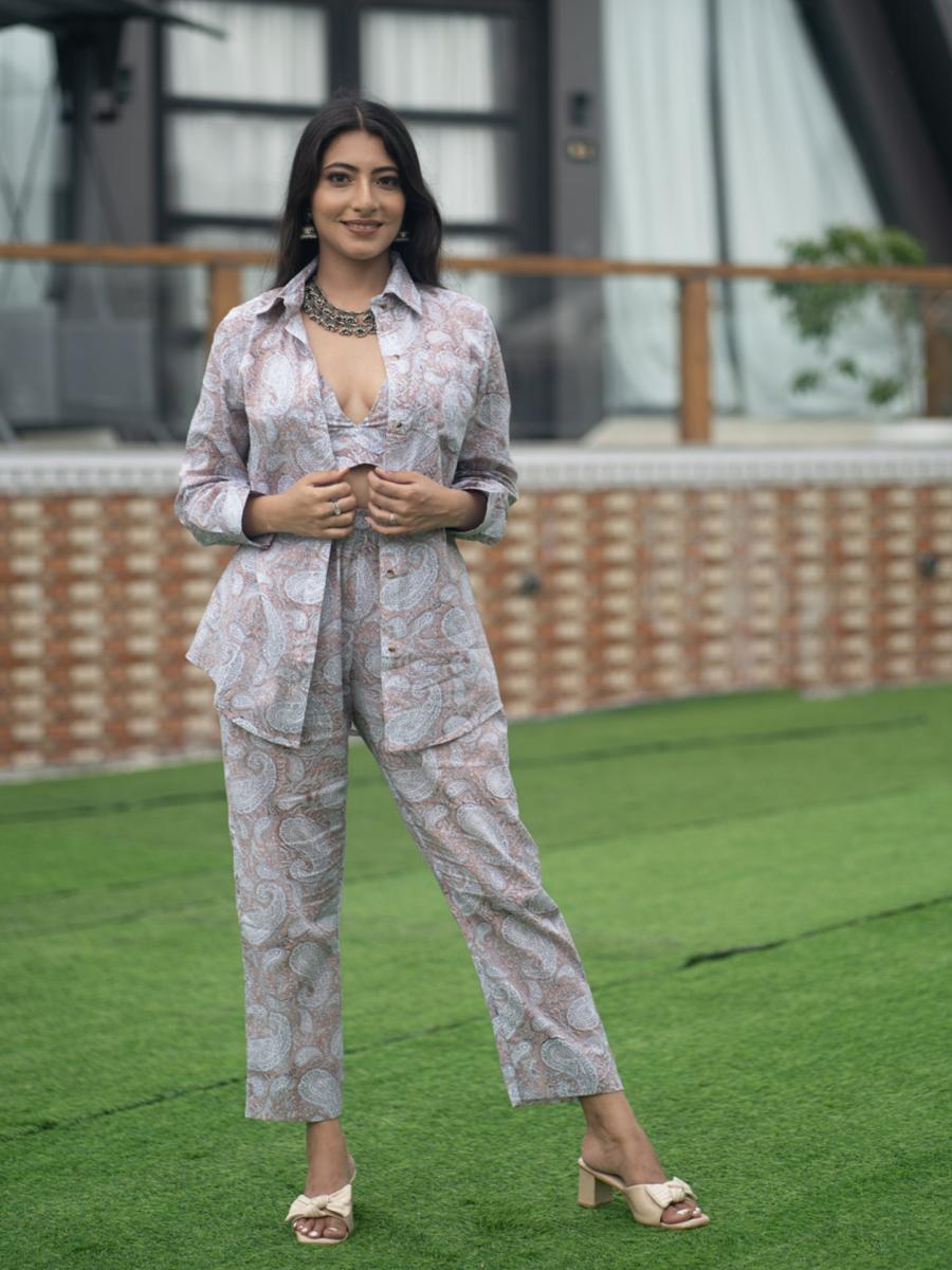 Brown Hand Block Printed Co-ord Set