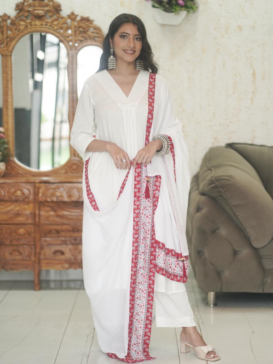 Chaandni Kurta Set with Hand Block Printed Dupatta