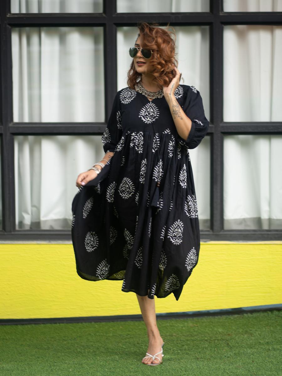 Kaajal Mughal Hand Block Printed Dress