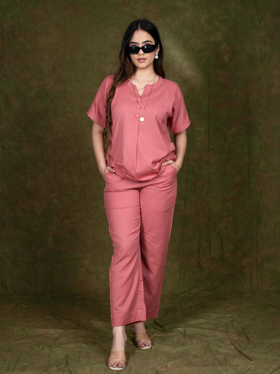 Pink Cotton Flex Co-ord Set