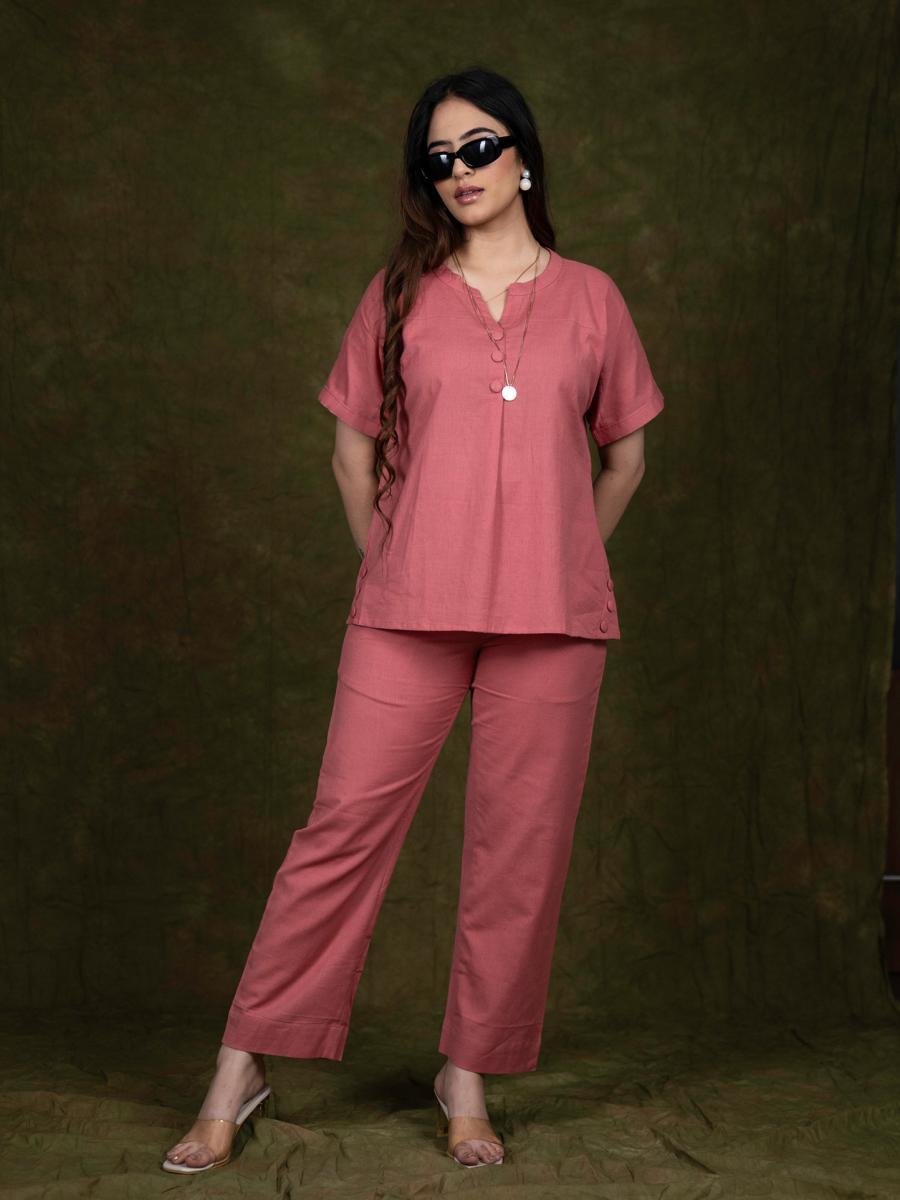 Pink Cotton Flex Co-ord Set