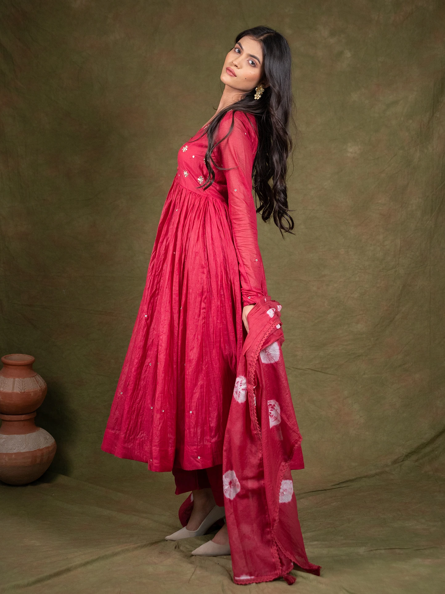 Meher Red Anarkali Set