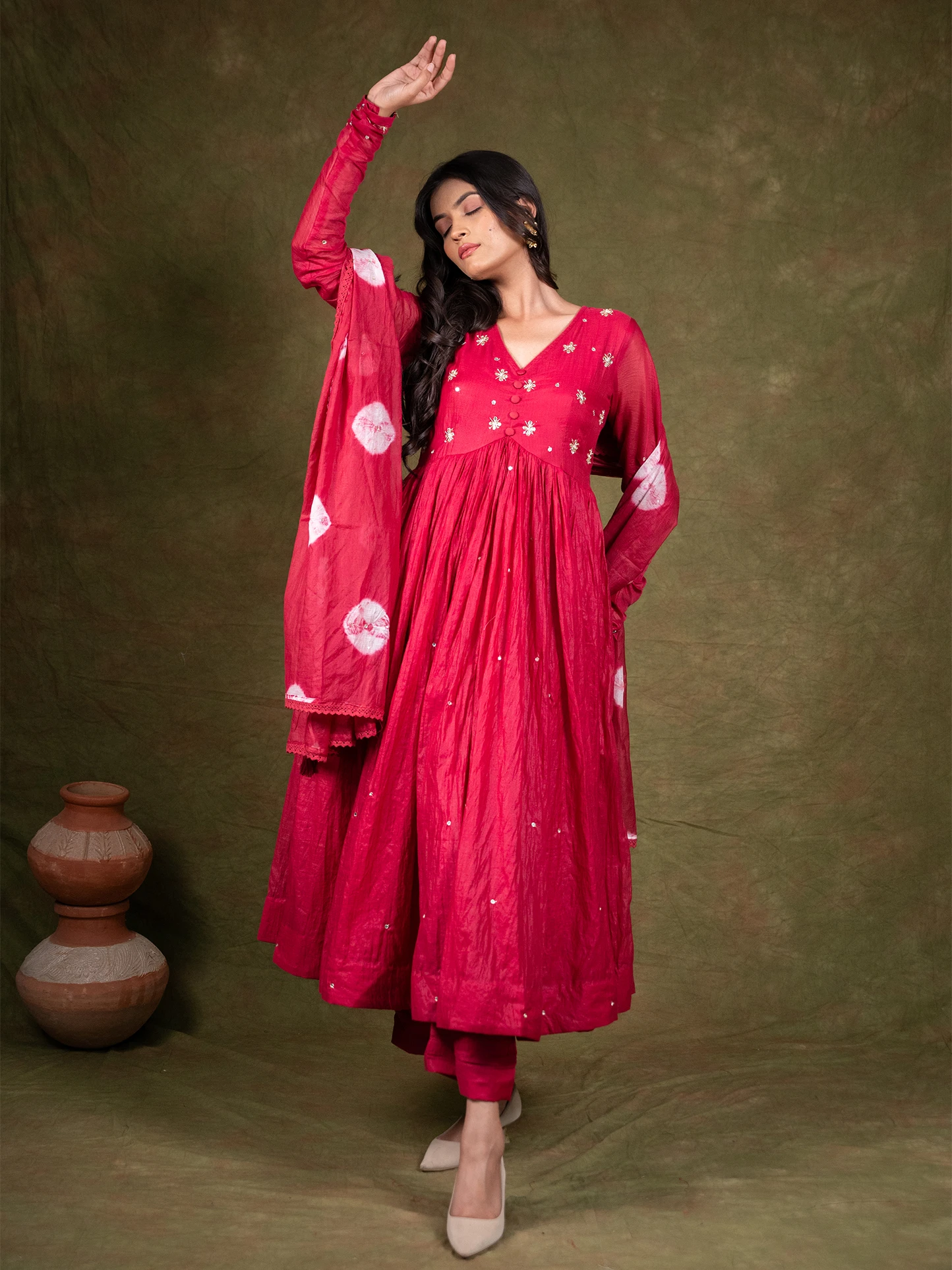 Meher Red Anarkali Set
