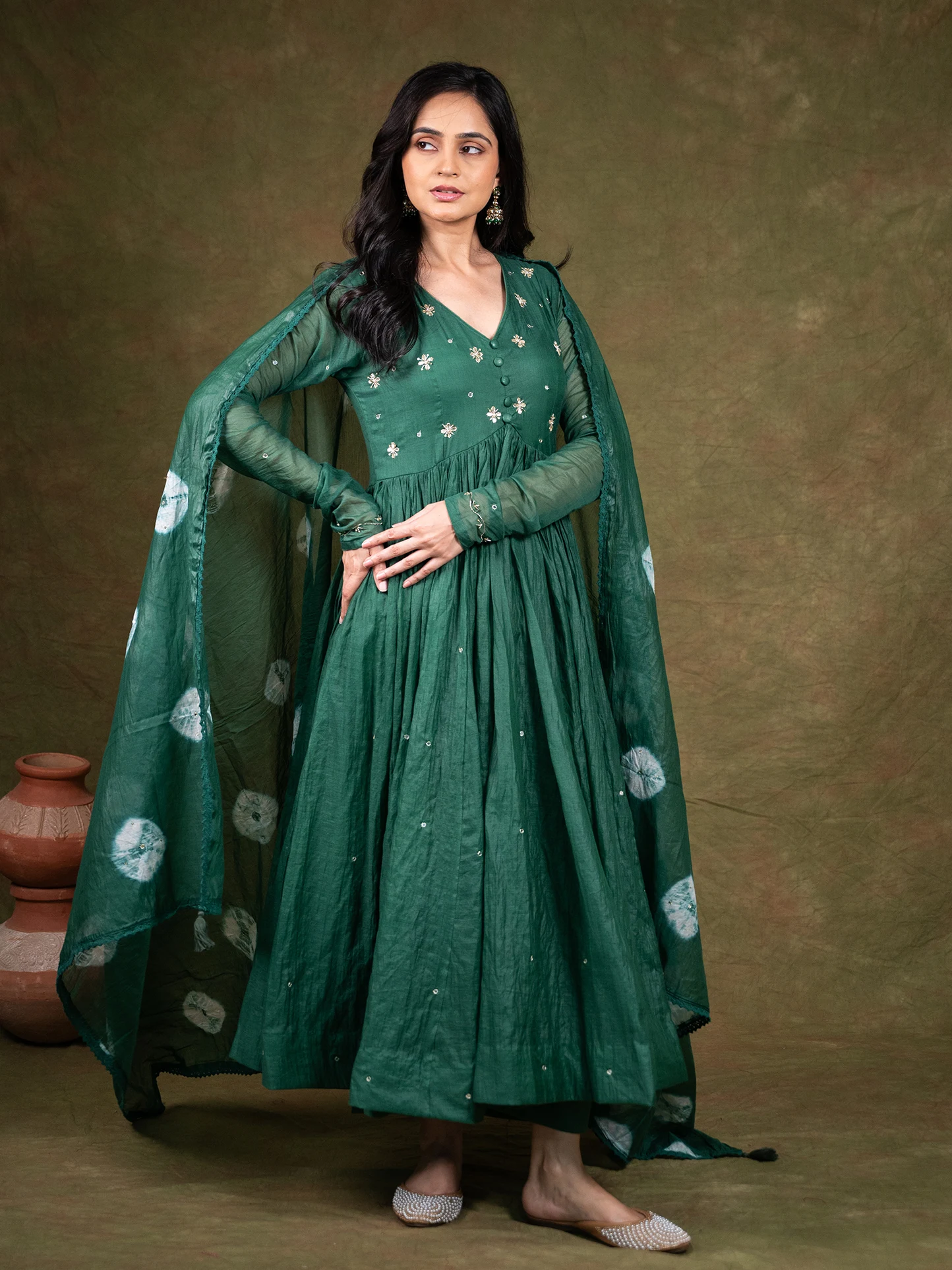 Utsavi Green Anarkali Set