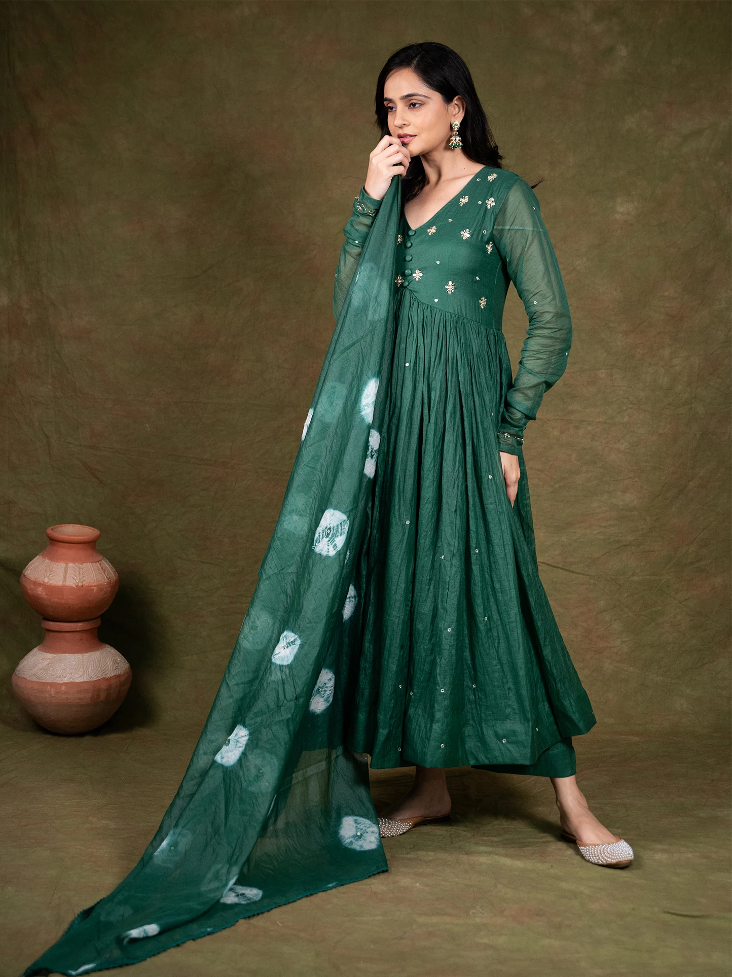 Utsavi Green Anarkali Set