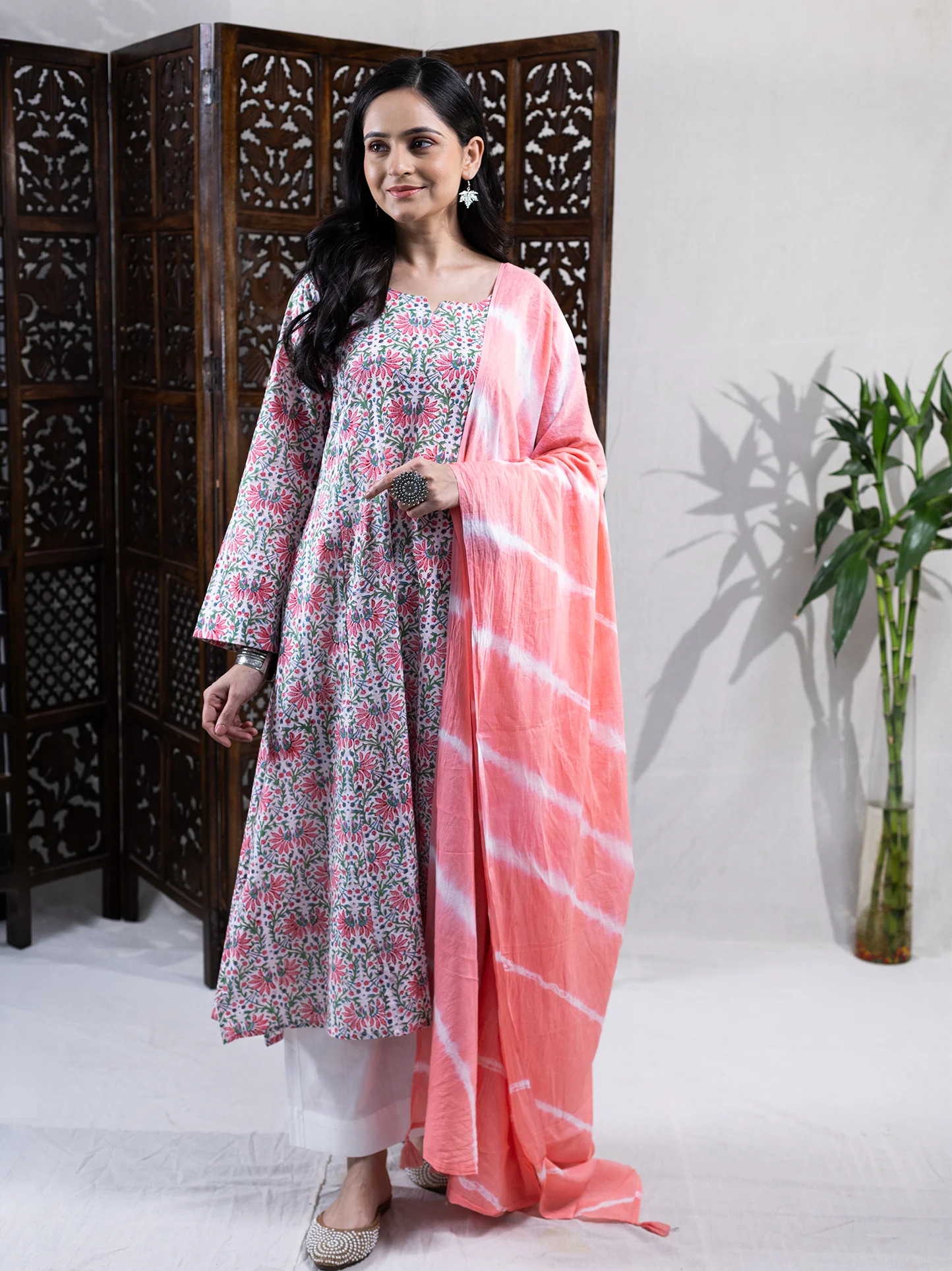 Pink Morpankhi Kurta Set