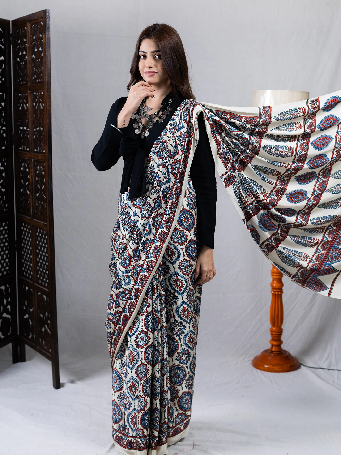 Aabha Modal Ajrakh Saree