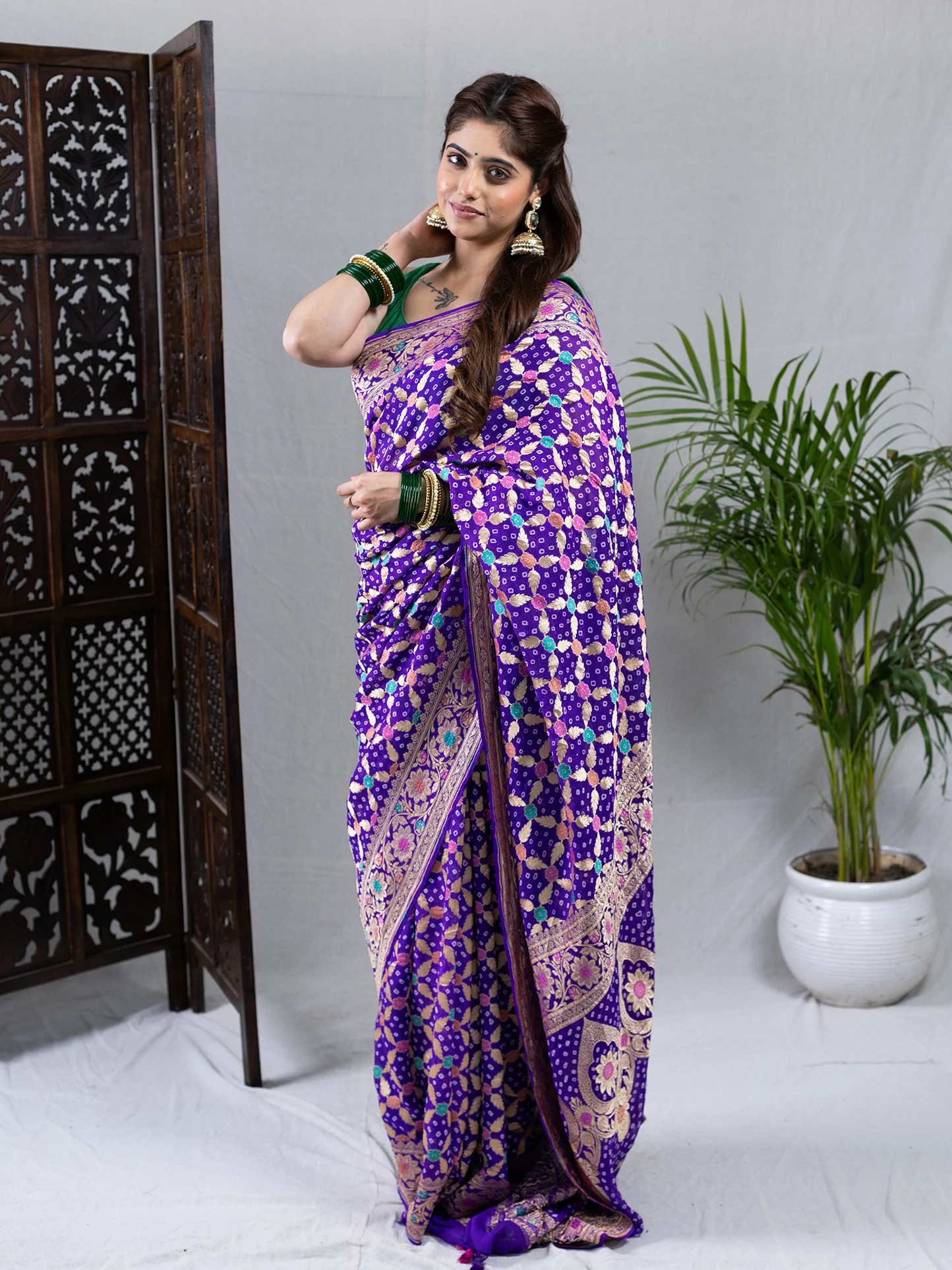 Taara Khaddi Georgette Bandhni Silk